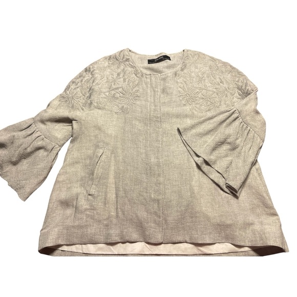 ZARA BASIC | Embroidered Wool Blend Jacket - Picture 5 of 11